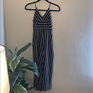 Juniors jump suit black and white striped